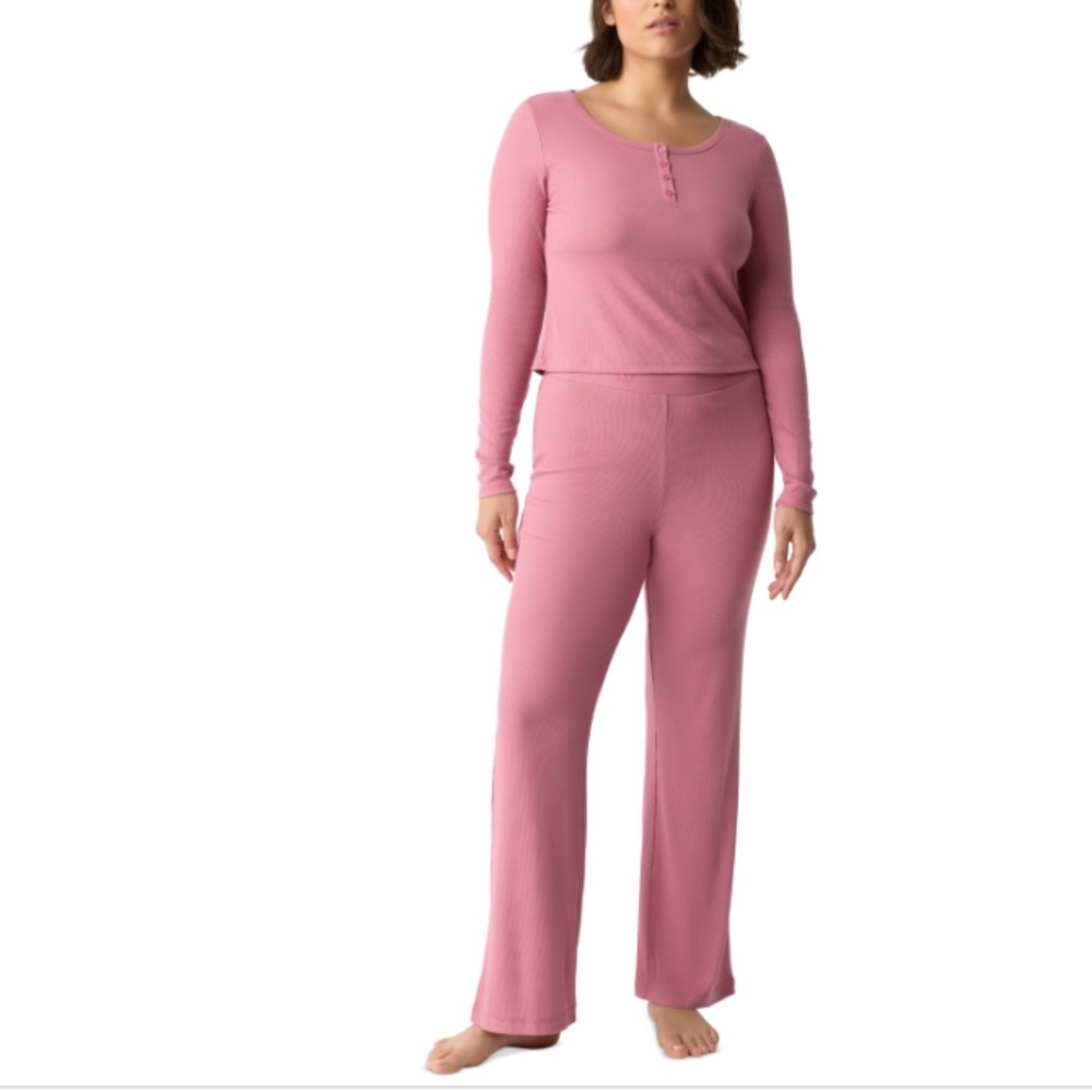 Gap GapBody Women's Long-Sleeve Rib Pajama Top - Pink Size S NWT